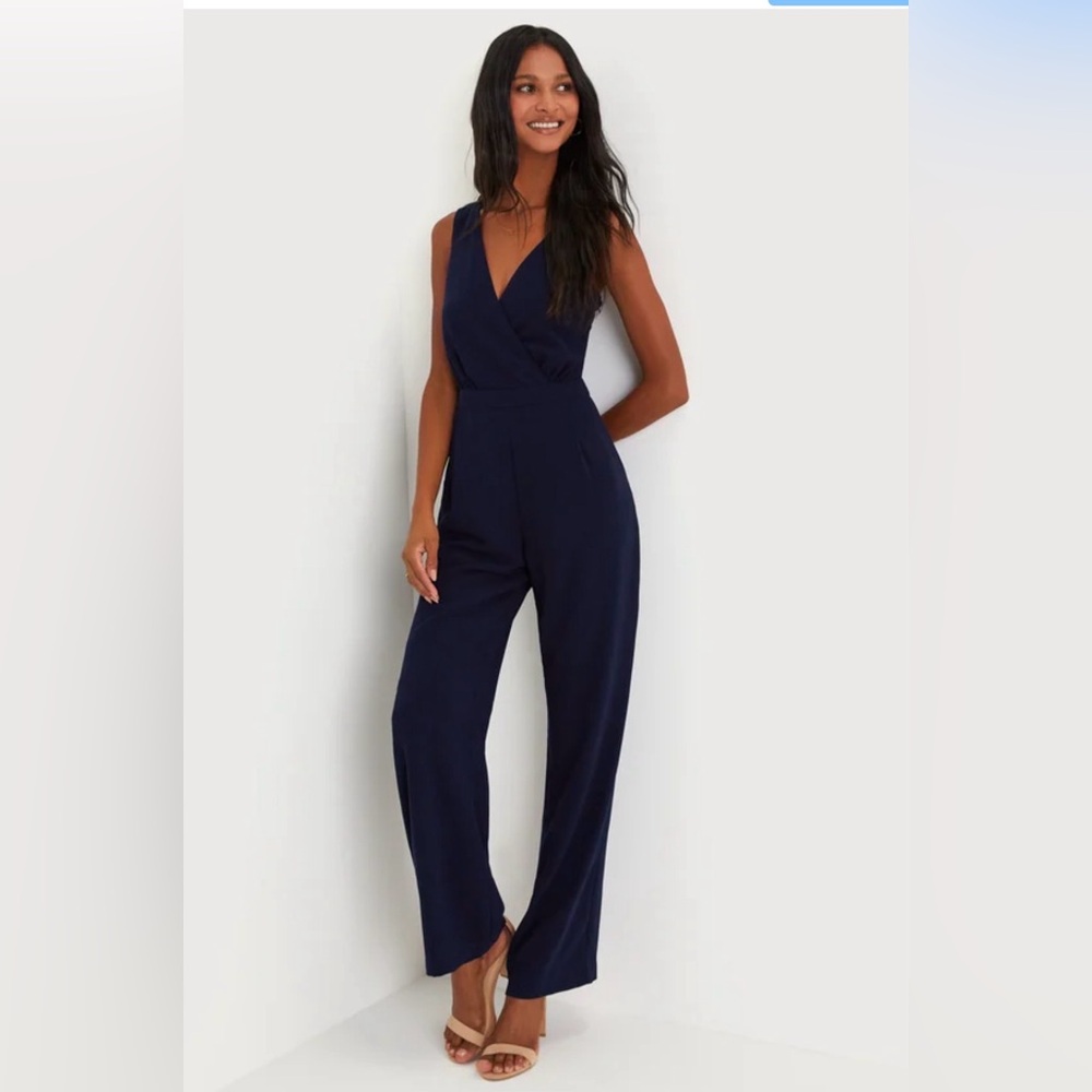 Lulus Elegant Navy Jumpsuit M